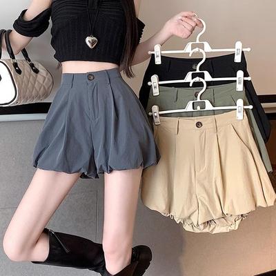 Flower Bud Suit Shorts for Women In Summer Thin New Style Small High Waist Slim Casual A-line Wide-leg Pants