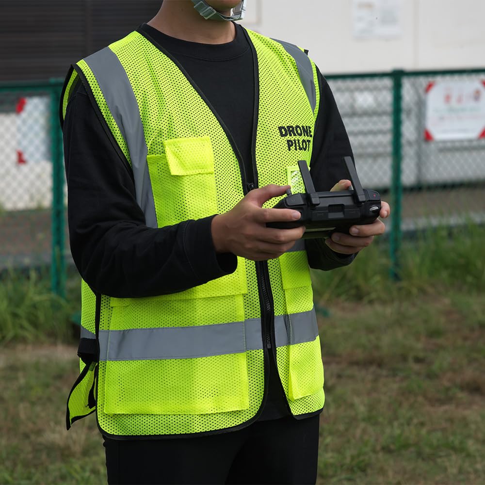 COLTE Pilot Vest Drone Operator Pilot Vest Name Reflective Material Adjustable Belt Velcro Fall Prevention Mesh Material Breathable Large Size Pocket