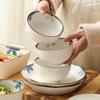 Japanese Ceramic Ink Wash Bowl and Plate Set - Tableware for Home Dining
