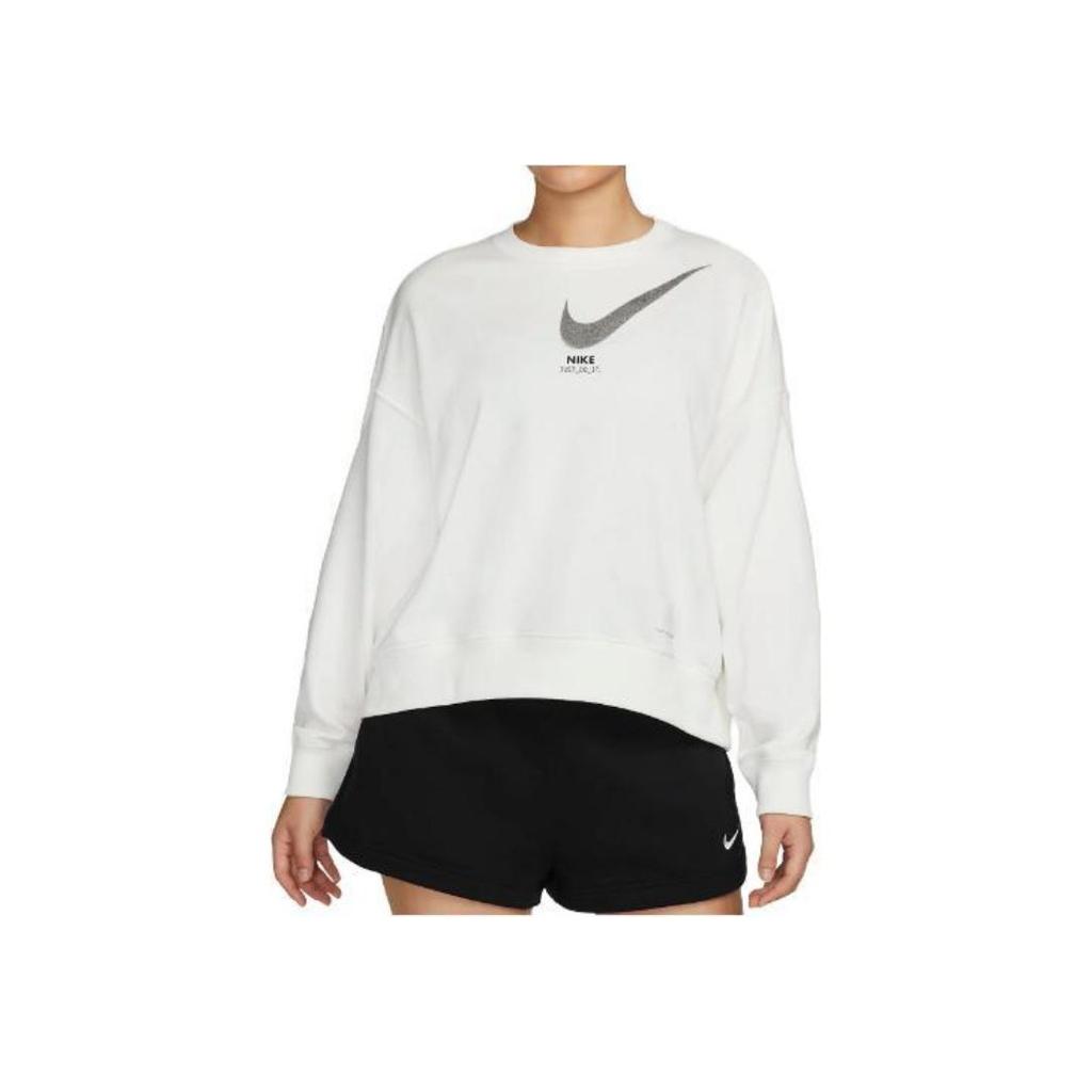 Nike Sportswear City Utility Solid Logo Print Crewneck Long Sleeve Sweatshirt Women Sweatshirt White DV8019-133