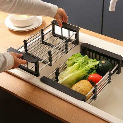 Teleskopik Lavabo Süzgeç Rafı Paslanmaz Çelik Yer Tasarruflu Bulaşık Süzgeci Mutfak Lavabosu Geri Çekilebilir Çok Amaçlı Düzenleyici