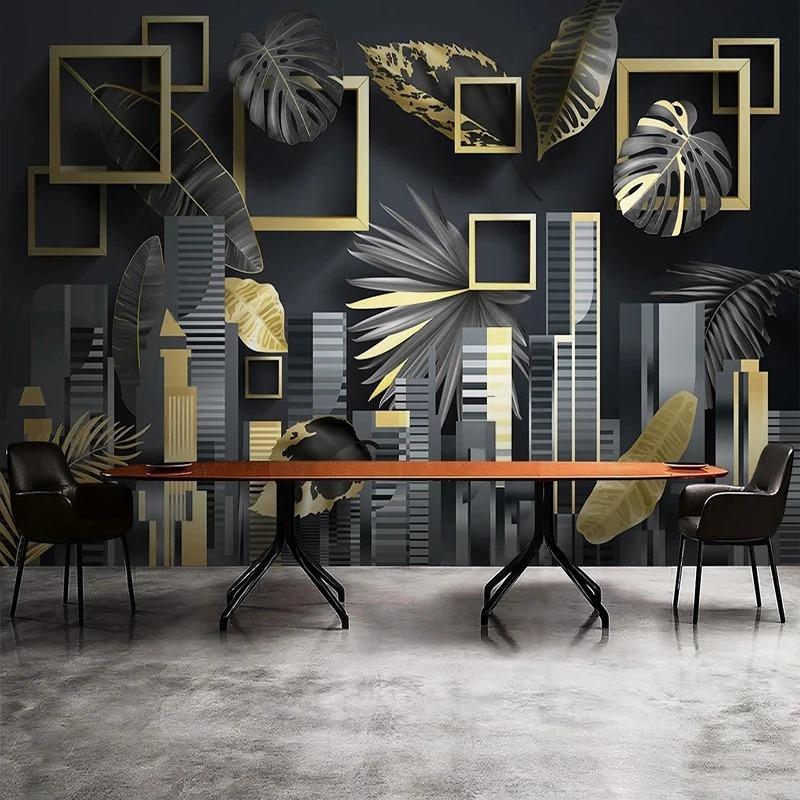Modern Wallpaper Abstract Tropical Plants Mural 3d Stereo Geometric Fresco Living Room Tv Background Wall Mural