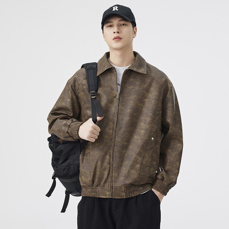 

Men s Jacket Tie-dye Retro Fashion New Lapel Trend Youth Autumn and Winter Loose Casual S