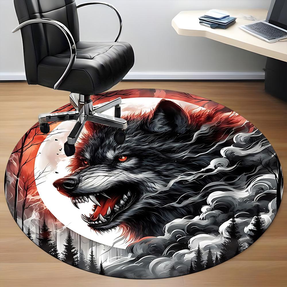 1pc Wolf Moon Night Forest Chair Carpet for Office, Non-slip, Soft and Durable Leisure Rug, Perfect for Office, Living Room yy251103123