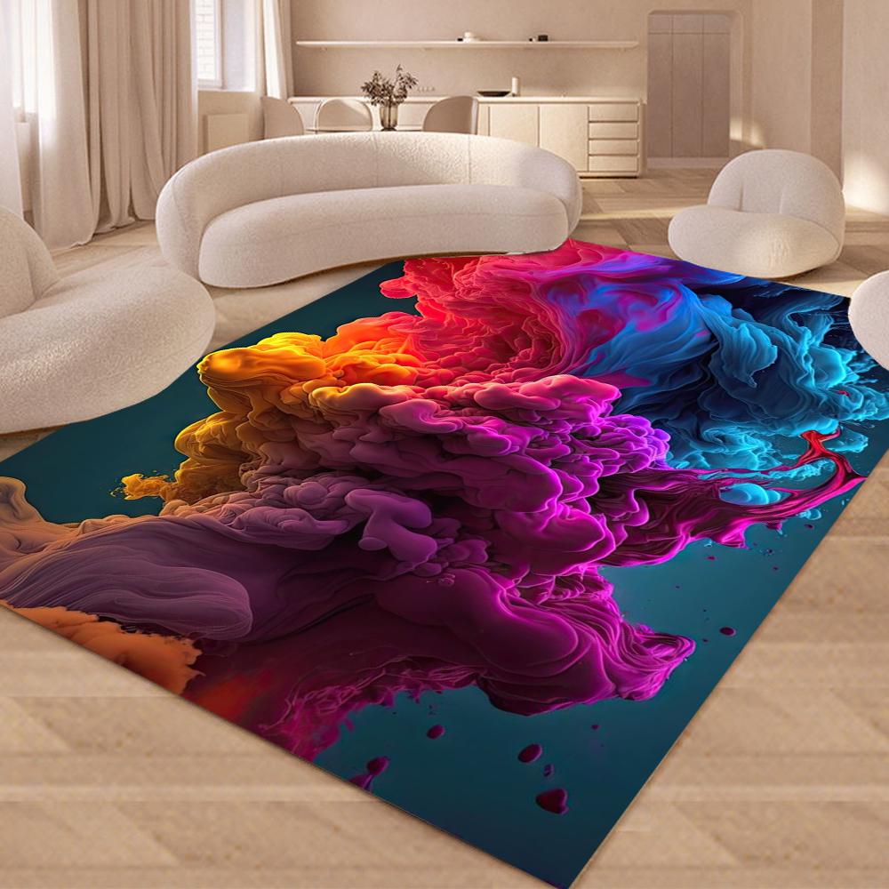 Kreativer Farbfluss-Bereichsteppich mit abstrakten flüssigen Mustern Wohnzimmer Schlafzimmer Kunstliebhaber Dekor Teppich Heimdekoration Matte