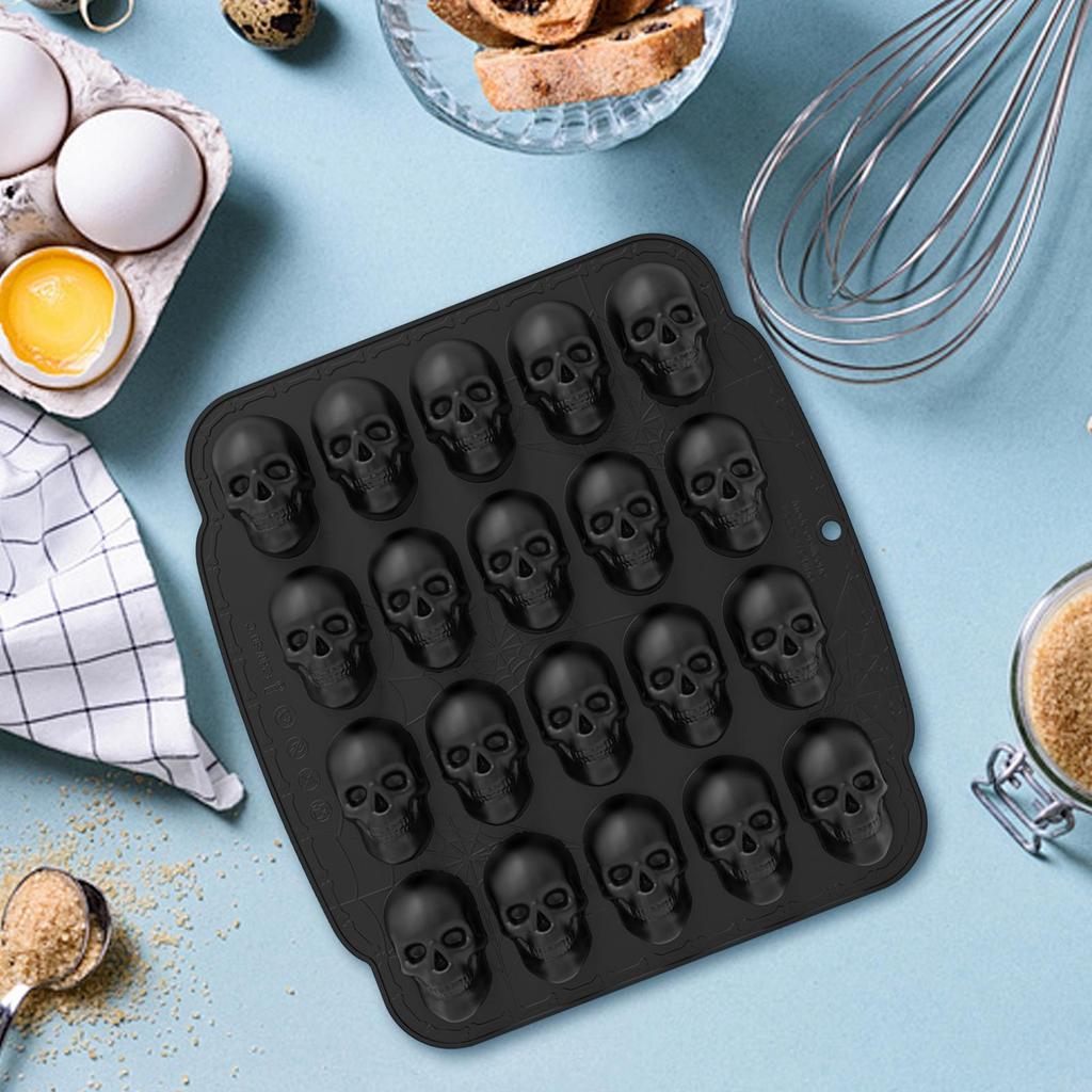 Skull Chocolate Mold Holiday Skull Mould 3D Easy Release Reusable Silicone Molds For Candy Chocolate Gummy Halloween Decoration