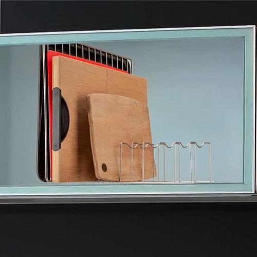 SANNO Pot Lid Holder Organizer, Pot Lid Rack Holder for Bakeware, Cutting Boards, Pots, Pans, Serving Trays, Cabinets, and Pantry, 2-Pack