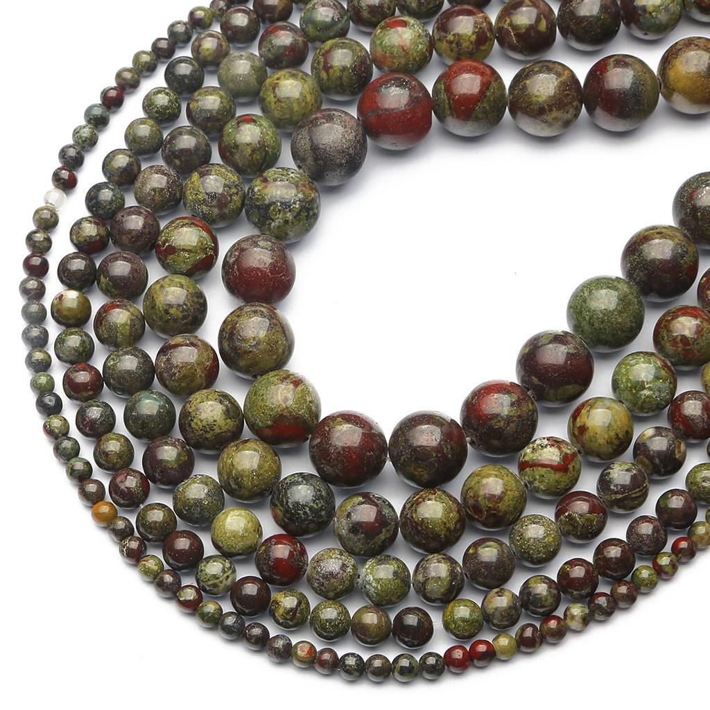 4-12mm/32-93pcs Natural Round Dragon Blood Jasper Stone Beads for DIY Jewelry Making