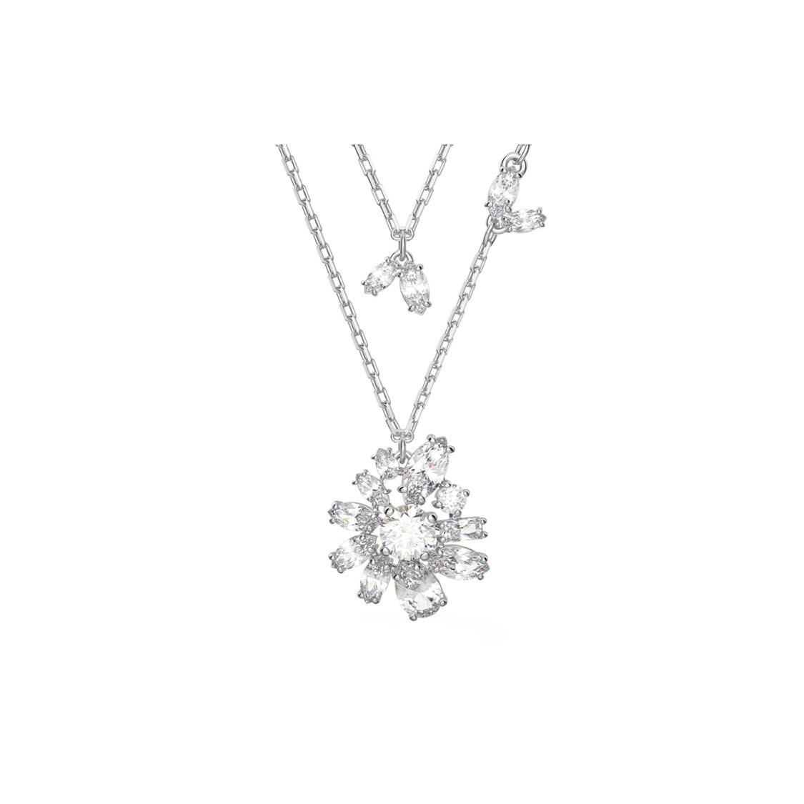 Swarovski Gema Exquisite Elegant Floral Pendant Silver Necklace Women necklace 5644658 Box (Random Color)