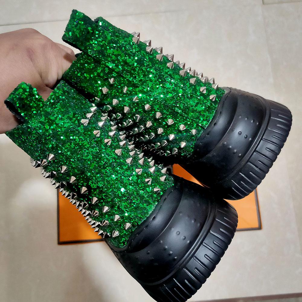 Luxury Rivet Boots Men's Shoes Designer Sneakers Me N Punk High Tops Gold Red Light Bottom Casual Platfo A7