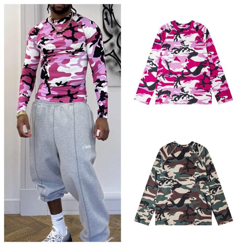Corteiz Alcatraz Hip Hop Výšivka Dlouhý Rukáv Tričko Pánské Mladiství Volný Střih Ležérní Streetwear