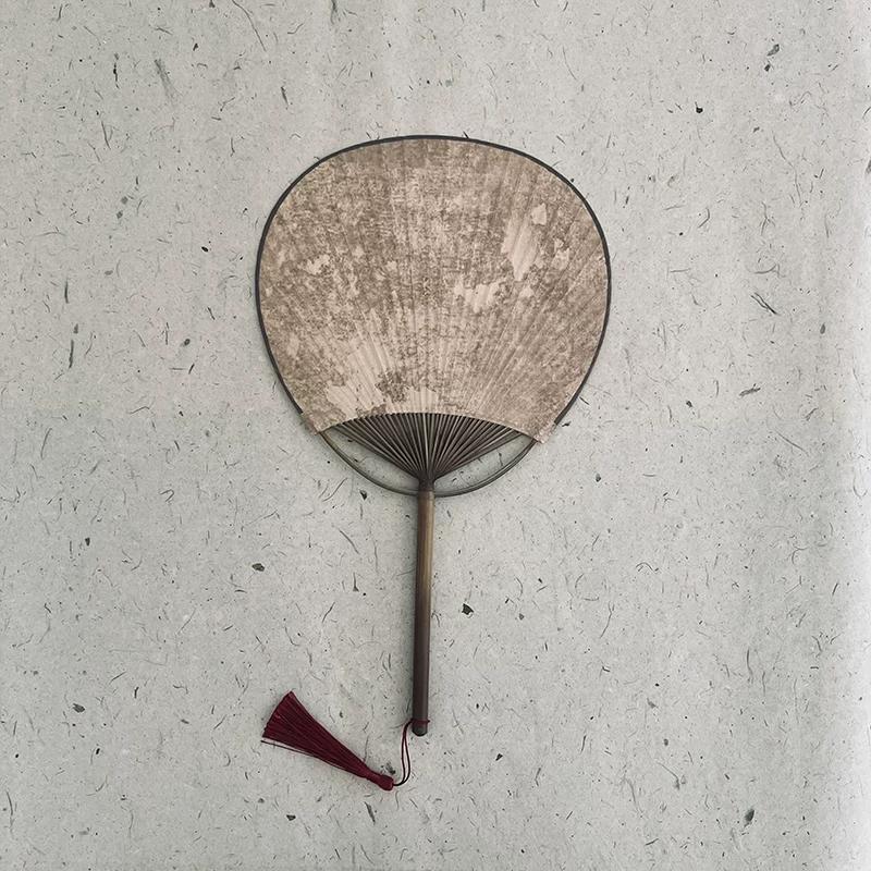 Chinese Style Handwriting Text Calligraphy Antique Temple Fan Japanese Style Blank round Circular Fan Tea Fan Tea Fan
