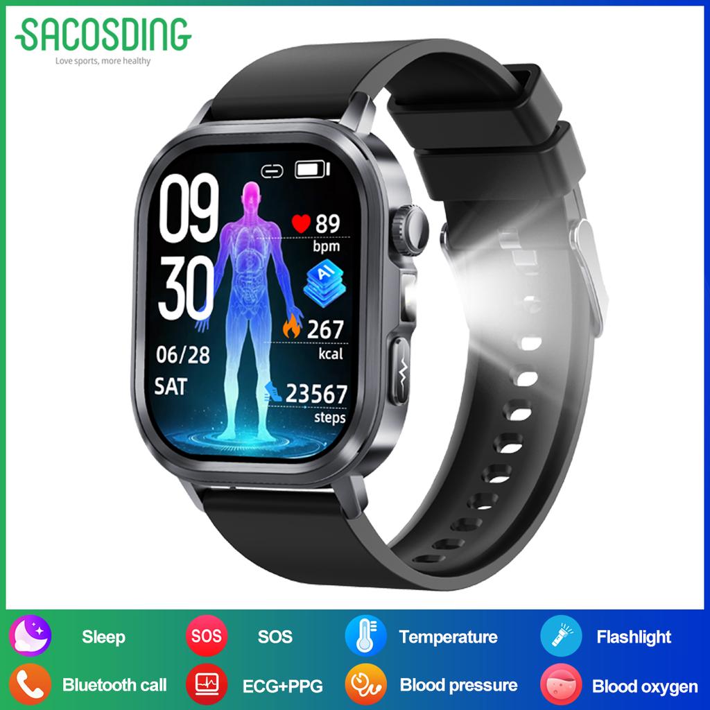 SACOSDING 2026 New Health Tracker Smart Watch Women Body Fat BMI Micro Physical Examination Bluetooth Call Smartwatch Men
