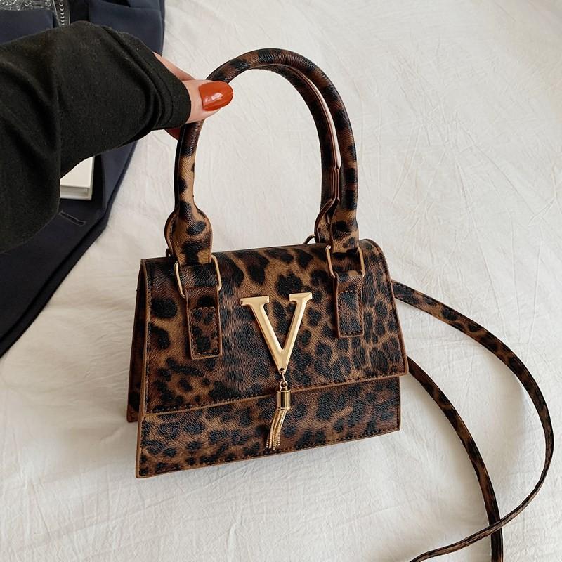 Chic Vintage Leopard Print Commuter Small Square Bag Fashionable And Versatile For Daily Use