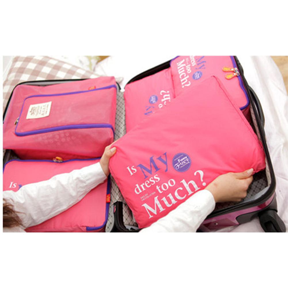 5Pcs/Set Waterproof Mesh Zipper Luggage Bag for Travel Clothes Storage