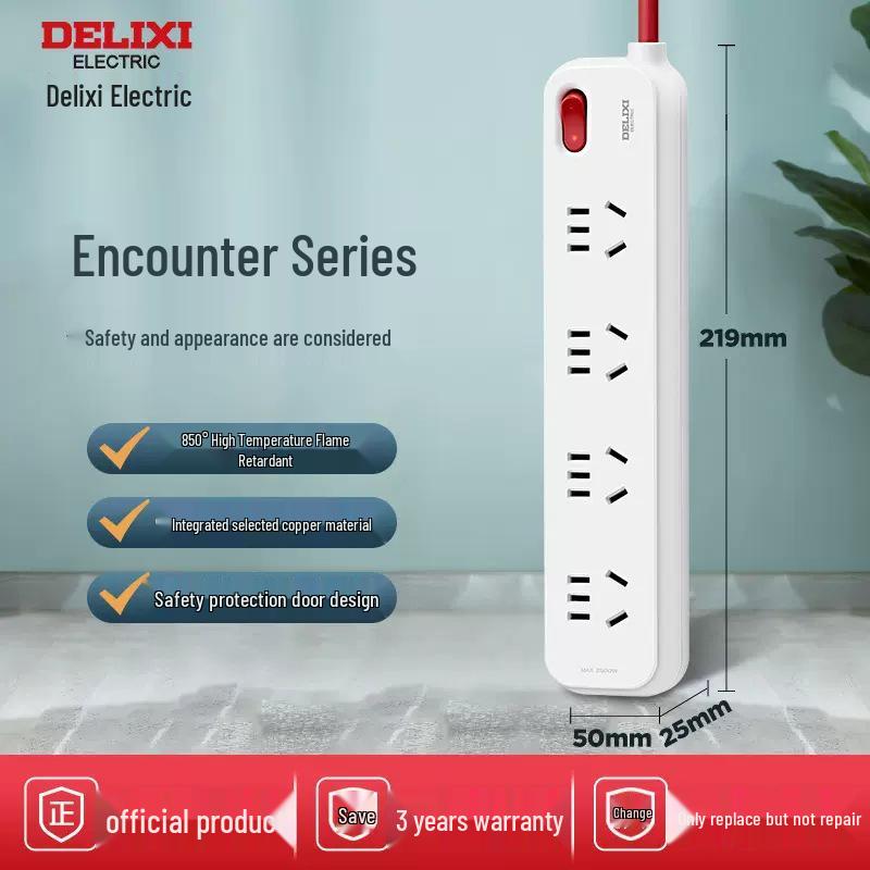 Delixi Multi-Function Extension Cord Power Strip for Home/Dorm with Multi-Socket Converter
