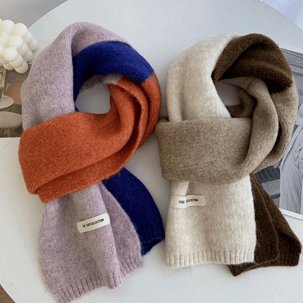 Wraps Patchwork Color Scarf Neckwarmer Winter Neck Scarf Fashion Cashmere Shawl Students