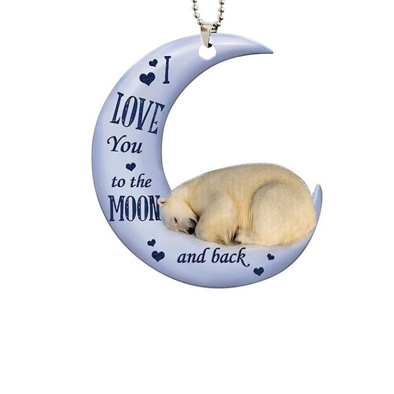 Acrylic Car Pendant Frog Moon Design Ideal For Valentine's Day And Christmas Decor