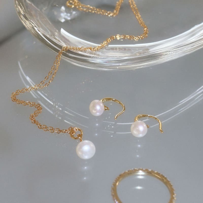 modernlike 14k gold-filled silver C open pearl earrings