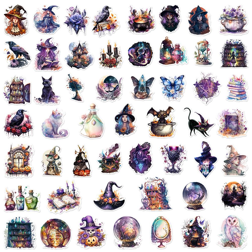 10/30/50pcs Vintage Gothic Magic Witch Cartoon Stickers Aesthetic Graffiti Sticker Water Bottle Phone Suitcase Decals Decoration