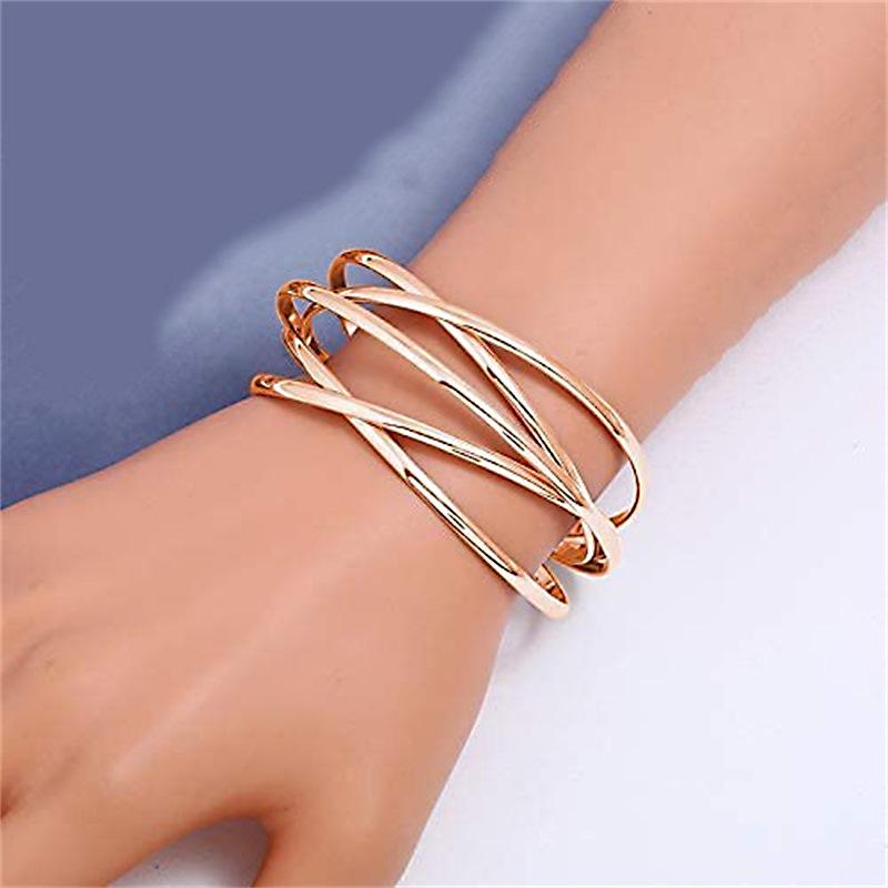 Multi-color Retro Hollow Metal Open Bracelet - European & American Style