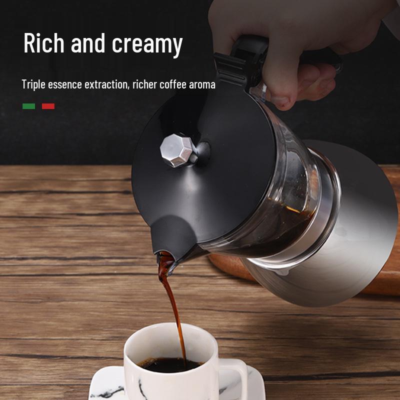 Cross Mocha Pot Espresso Maker: Portable Italian-Style Coffee Utensils Set for Home Use
