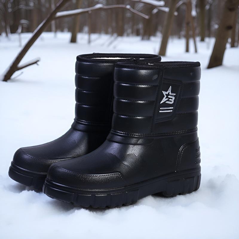 Stivali da neve invernali, scarpe da pioggia impilate e ispessite, e stivali da pioggia in cotone alti in EVA