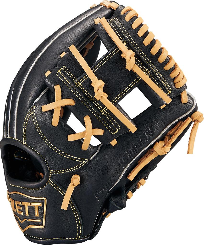 ZETT Youth Baseball Soft Black X Pastel Brown BJGB74510F Glove, Steer, All-Around, Left-Handed Throw, (1932), Size SS,