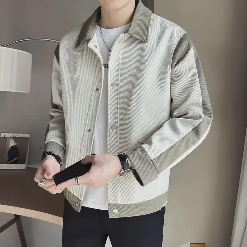 2023 Men's Trendy Color-Block Striped Jackets: Stylish Spring/Autumn Coats