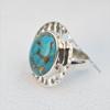 Blue Copper Turquoise Ring, Hammered Design Ring, Turquoise Ring, 925 Sterling Silver Oval Ring, December Birthstone, Gift for Sister