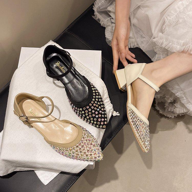 Hollow Silver Bag Head Sandals Women 2025 Summer New Lady Pointed Bag Head One-word Buckle with Mesh Sandals Women