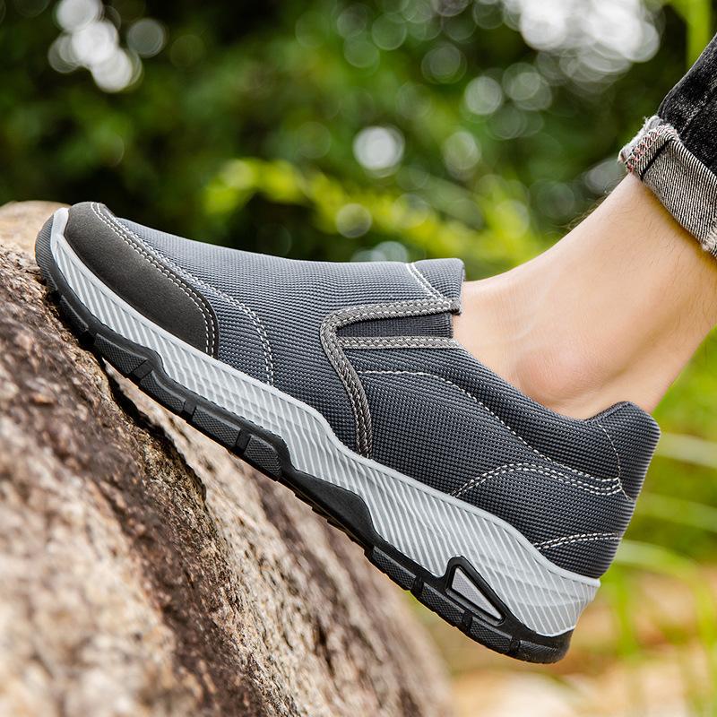 Men's Shoes New Casual Shoes Middle-Aged and Elderly Outdoor Shoes round Head Breathable Sneaker Men's One Pedal