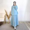 Spring 2024 Women's Muslim Wear: Loose Long-Sleeve Shirt & Midi Skirt Set