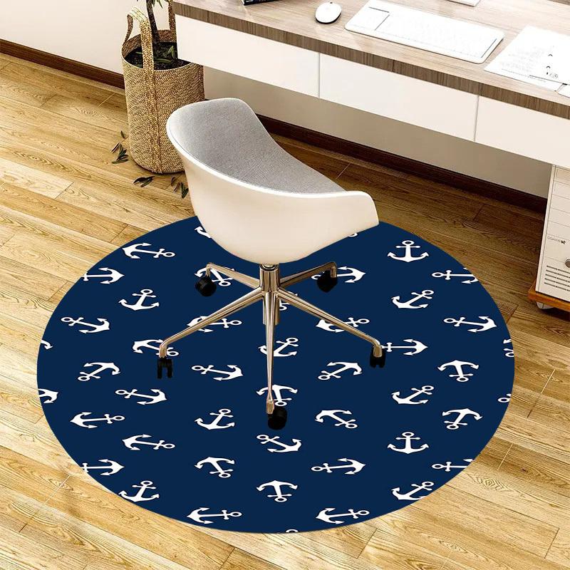 1pc Office Carpet Chair Mats Nautical Anchor Pattern Perfect for Decorating Office Chairs, Living Rooms, Or Bedrooms