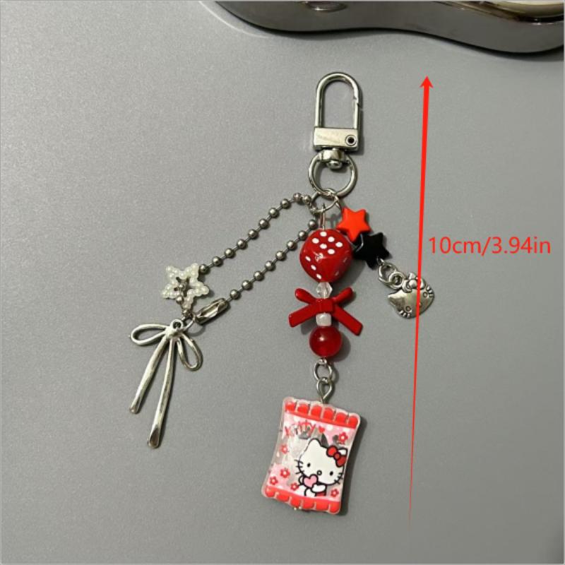 1/2 Pcs Cute Sanrio Hello Kitty Cinnamoroll Phone Chain Keychain Pendants Bag Ornaments Girly Kt Bow Accessories Keyring Gifts