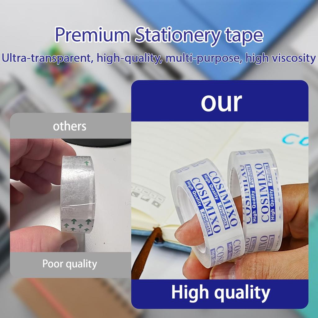 COSIMIXO Spender 24 Rollen Kristallklar x x Großpackung Transparentes Büro-Schreibwarenband für Zuhause und Bastelräume zum Geschenkverpacken Nachfüllungen, Klebeband, 3/4"