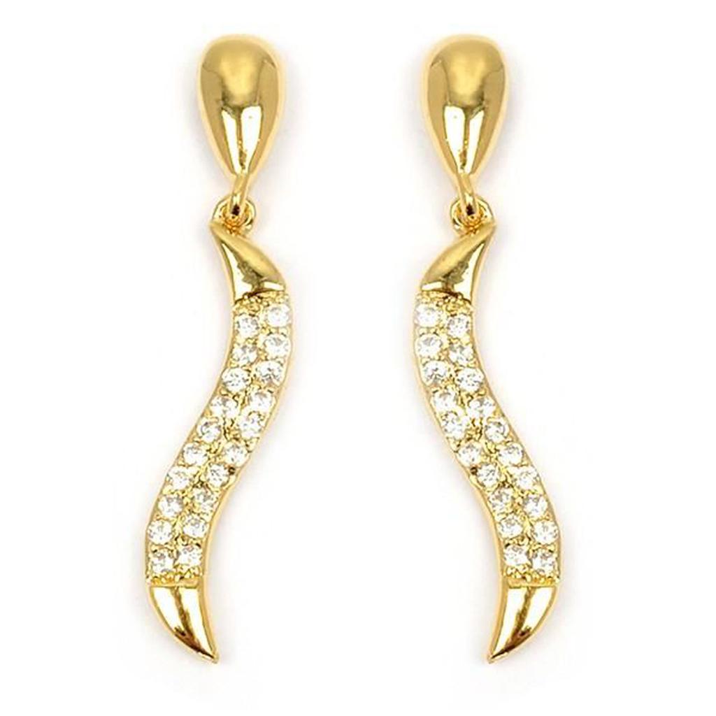 Les Trésors De Lily [M8998] - 'Sissi' Vergoldete Ohrringe, Weißgold - 25x3 mm