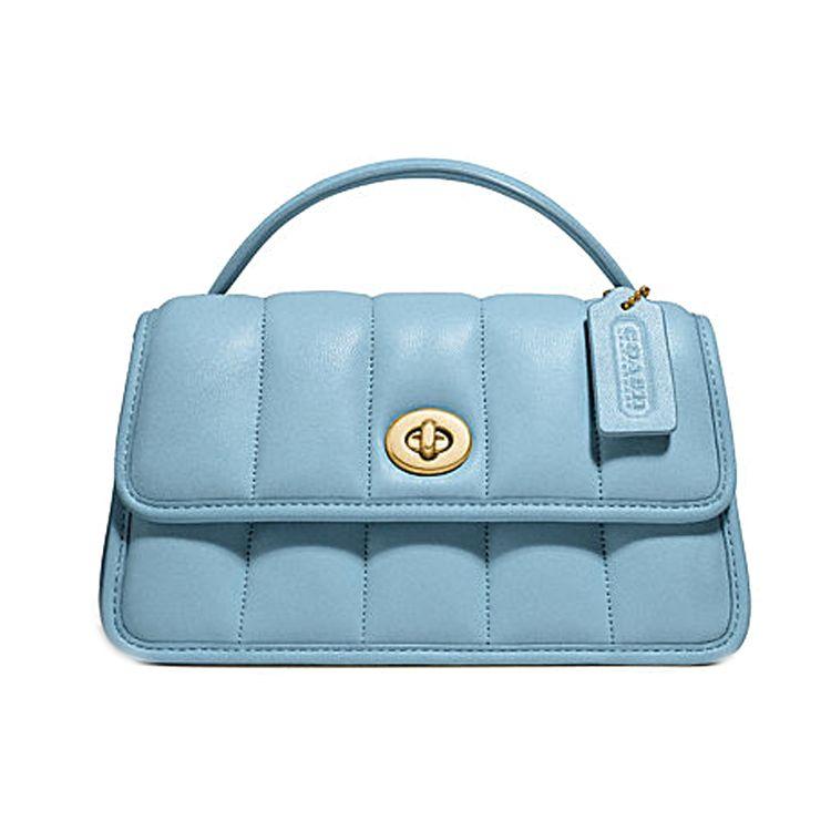 Coach Women's Blue Turnlock 20 Top Handle Quilted Tote Shoulder Bag Handbags Peacock- C3845-B4az