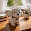 Cute Pet Puppy Plush Toys Delicate Handmade Sitting Pose Dog Doll Wearing Collar Lively Desktop Decor Warm Animal Throw Pillow