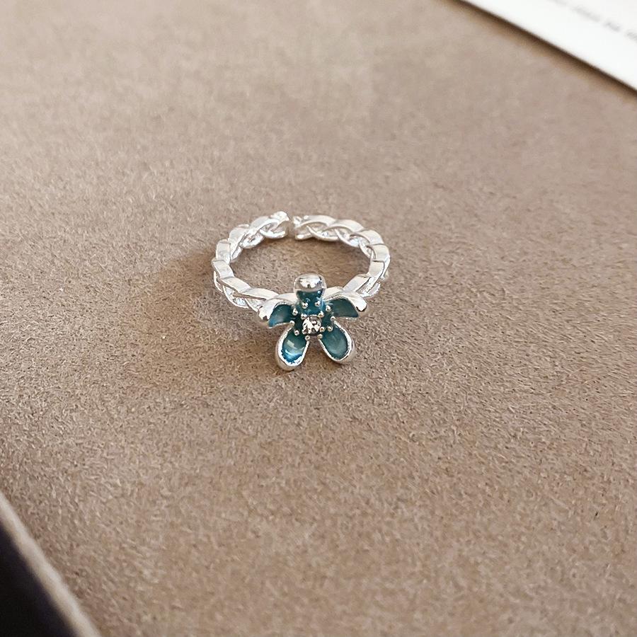 European and American metal wind dripping oil flower opening ring niche high-end ring small fresh and sweet jewelry women