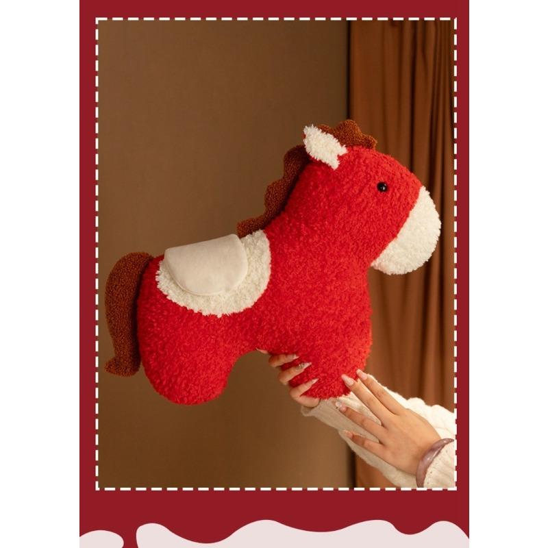 Year of The Horse Plush Pillow Cute Animal Shape Sofa Cushion Car Backrest Decor New Year Gift Home Ornament