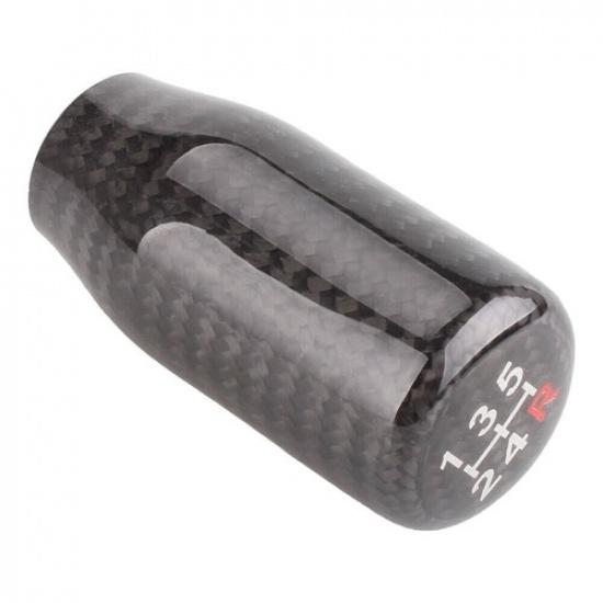 Universal Real Black Carbon Fiber Manual Gear Shift Knob Shifter Lever 5 Speed