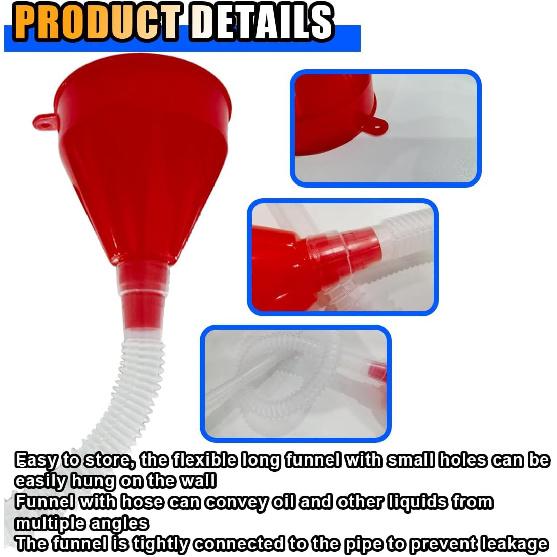KITUREK Long Hose Plastic Fuel Funnel, Wide Mouth Plastic Oil Funnel, 1PC | Flexible Funnel Universal for Automotive Gasoline Diesel Water Engine Oil
