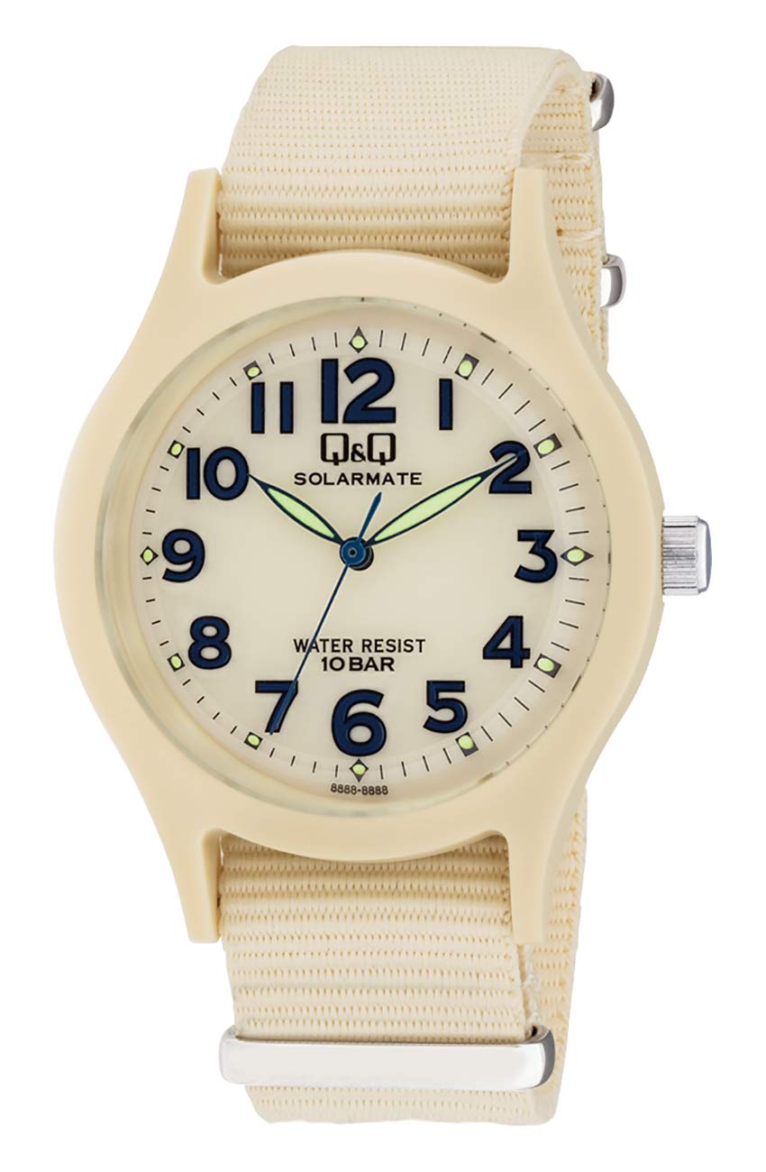 

Citizen Analog Solar Water Resistant to 10 Nylon Q&Q Men s Watch, ATM, Strap, Beige, H062-006 бежевый