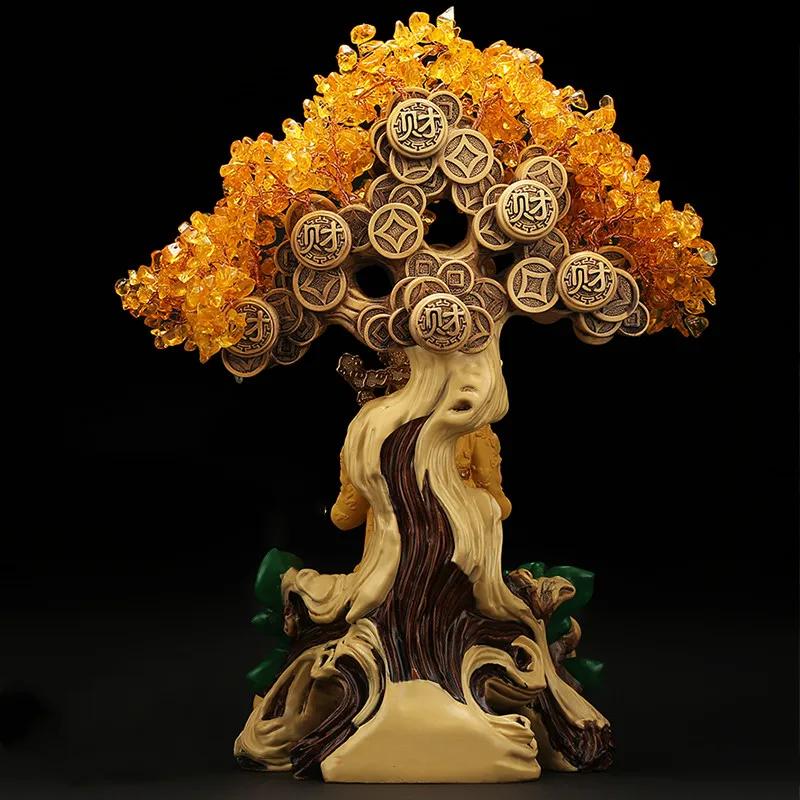 Ornamente pentru casă Arborele banilor Crearea de mobilier Arbore norocos Decorarea biroului Măsuță TV Bar pentru vinuri Decor masă de lucru artizanal Cadou