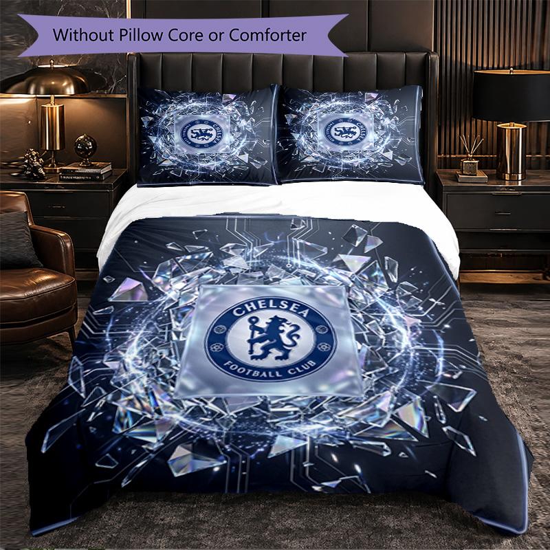Set Biancheria da Letto Chelsea FC Modello 3 Pezzi Morbida Copripiumino in Microfibra con Federe per Camera da Letto