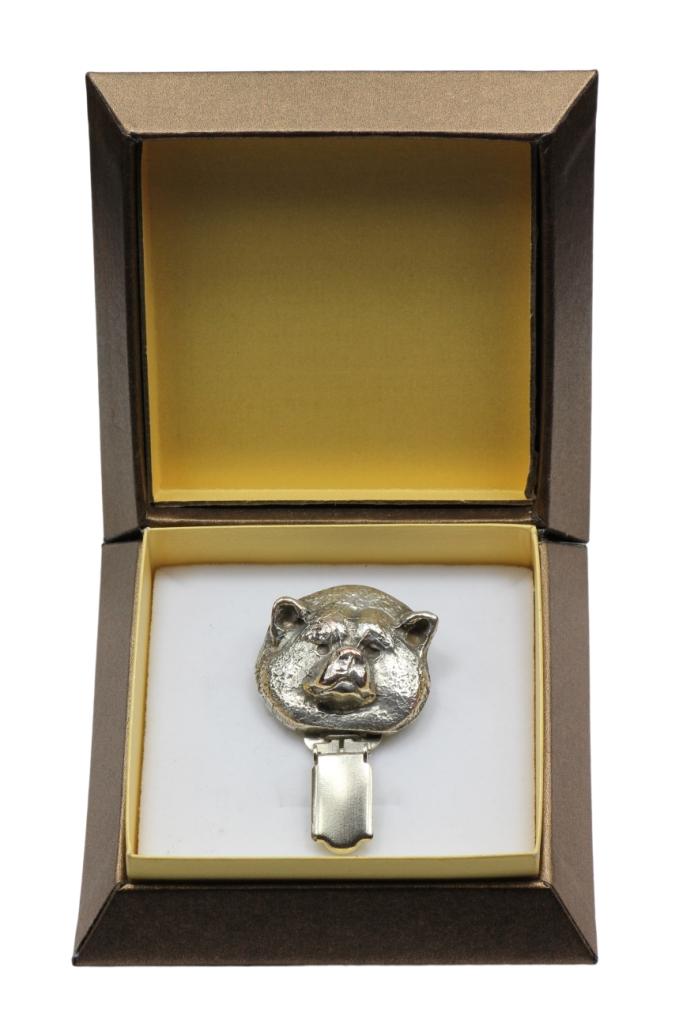 Akita, Akita Inu – Brooch with a clip, holder for a start number – Design 01 | Art-Dog