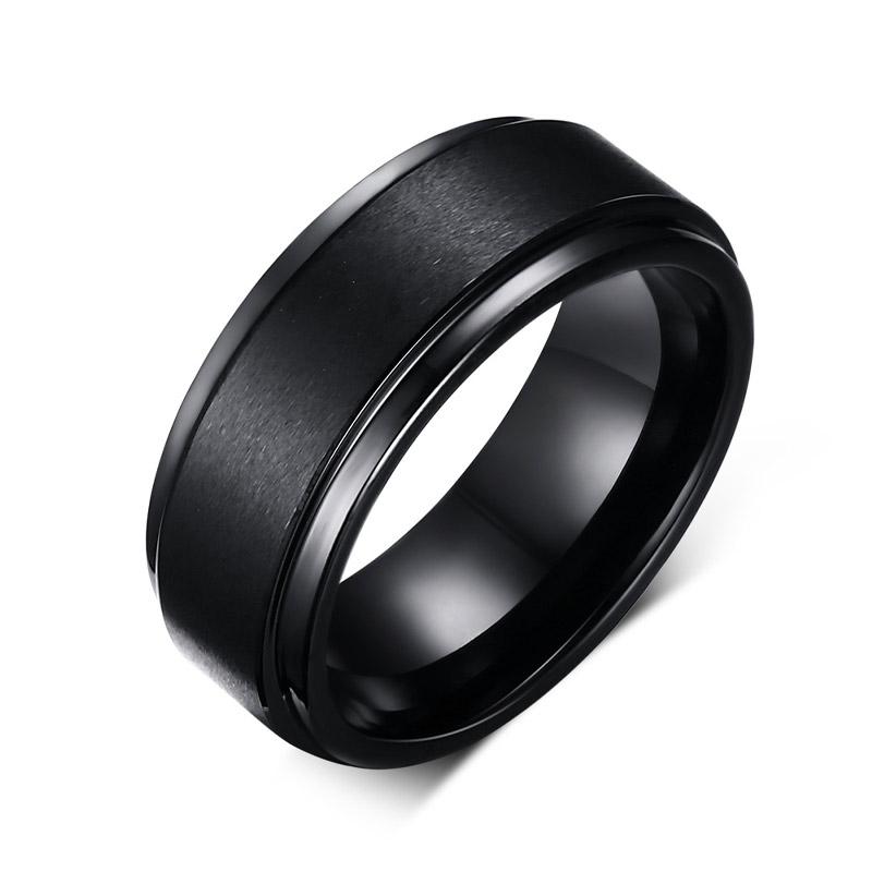 Vnox Mens Wedding Bands Rings, BASIC Black Pure 8MM Tungsten Carbide Matte Brushed Center bague homme 9 чёрный