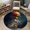 Astronaut in Space with Planets Round Area Rug, Galaxy Adventure Theme