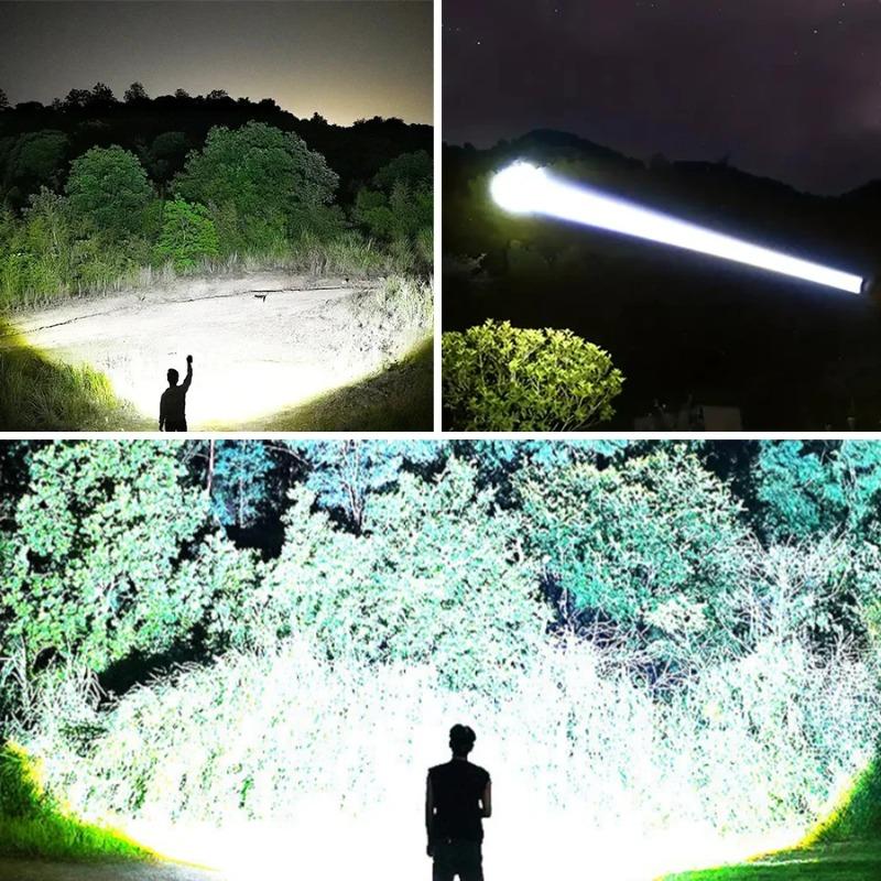 Neue Ultrahelle LED-Taschenlampe USB Wiederaufladbare Zoom-Taschenlampen Lange Reichweite 6000M LED-Taschenlampe Camping Angeln Arbeitslampe